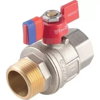 Vodovodní kohout V2309 kulový kohout s vnitřním a vnějším závitem ŠM G1", DN25, PN30, 30 bar, mosaz, motýl