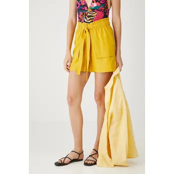 Dámské kraťasy Lněné kraťasy Medicine dámské, žlutá barva, high waist RS25.SZD0A4 17X, vel. XXL