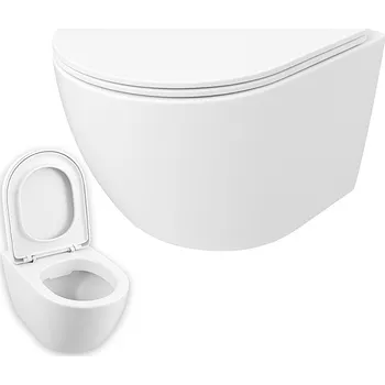 Obraz WC mísa Rebiko závěsná bezokrajová s prkénkem 49x36x33 cm