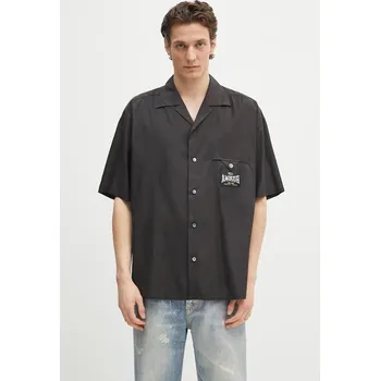 Pánská košile Košile AMBUSH S/S Satin Shirt 12115311 černá 99X, vel. 48