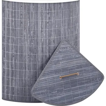 Koš na prádlo Bambusový koš na prádlo, rohový, šedý, 60 l