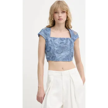 Dámská halenka Bavlněná halenka Guess DOMITILLE dámská, modrá barva, hladká, W5GH65 WH521 W5GH65.WH521 95X, vel. XL