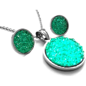 Souprava šperků Steel Jewelry Set náhrdelník a náušnice tyrkysové barvy z chirurgické oceli SET141022 dárkové balaní zdarma