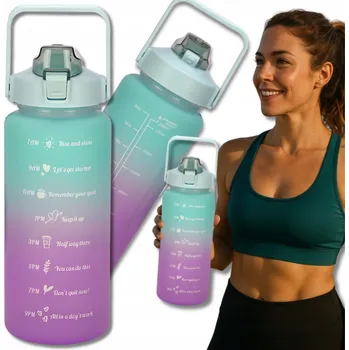 Láhev Motivační láhev 2000 ml TRESSARI lahev na pití s držadlem na vodu, BPA FREE, velká