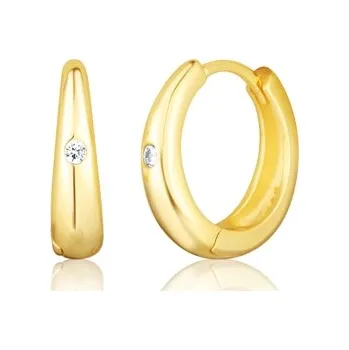 Náušnice Stříbrné zlacené náušnice kruhy s čirým zirkonem 15 mm SVLE3089XH2GO00