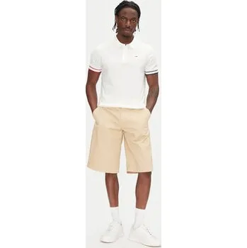 Pánské oblečení Tommy Jeans Polokošile Flag Cuff DM0DM21306 Écru Slim Fit 3XL