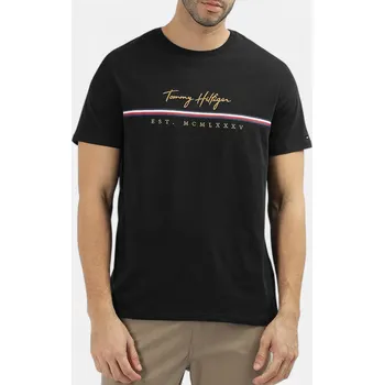 Pánské tričko Pánské černé triko Tommy Hilfiger - Velikost M, Barva Černá 56232 A2BMK263