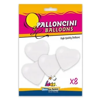 Balónek Latexové balónky ve tvaru srdce 25 cm / 11" bílé - 8 kusů
