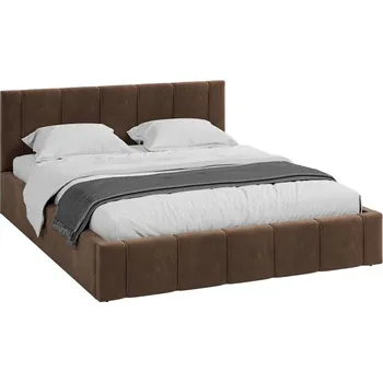 Postel Čalouněná postel 90x200 cm EMMA Hnědá s roštem
