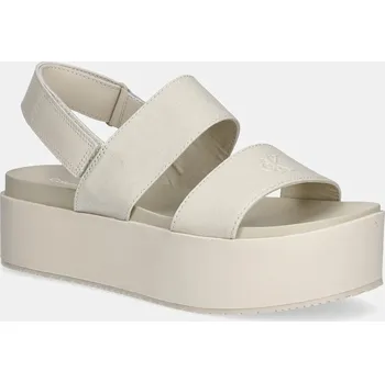 Dámské sandále Sandály Calvin Klein Jeans FLATFORM SANDAL SLING IN dámské, béžová barva, na platformě, YW0YW01788 01X, EUR 40
