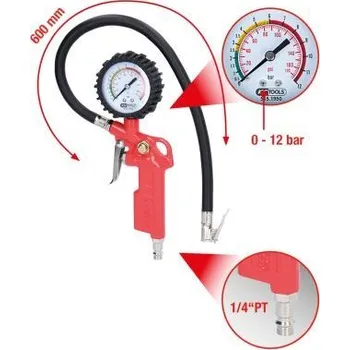 Autodílna Pneumatický meric tlaku v pneumatikách a husticí zarízení, 0–11 bar