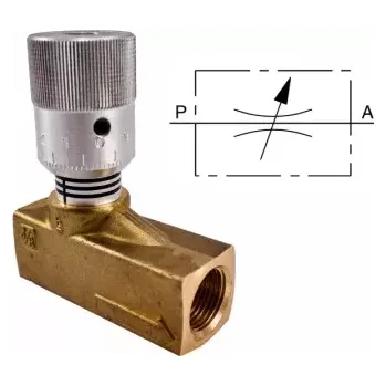 Ventil NDFR10 G1/2" obousměrný lehký regulační škrtící ventil do potrubí, G1/2, 60 l/min, 210 bar