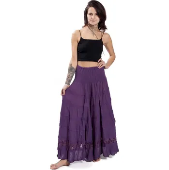 Dámské šaty ADITI – kolová sukně s krajkou fialová