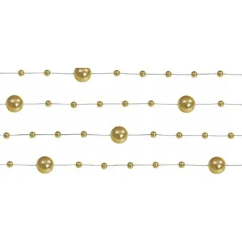 PERLOVÁ GIRLANDA ZLATÁ NA ŠŇŮRCE 1,3 M 5 KS SVATEBNÍ HOSTINA SVATBA SVATÉ PŘIJÍMÁNÍ DEKORACE