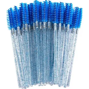 50 ks Flexibilní jednorázové kartáčky na řasy a obočí | kosmetické štětce, štětce na líčení - 50 KS - Modrá