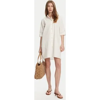 Dámské šaty Selmark Košilové šaty BM033 Écru Relaxed Fit M