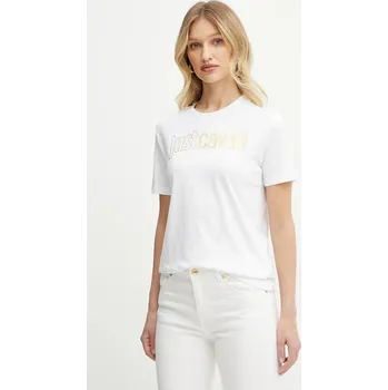 Dámské tričko Bavlněné tričko Just Cavalli 78PAHT05.CJ500 bílá 00A, vel. S