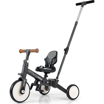 Dětská tříkolka Dětská tříkolka 5v1 Milly Mally Optimus Max s vodící tyčí dark grey