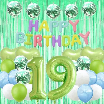 Balónek SADA NAROZENINOVÝCH BALÓNKŮ DEKORACE 19 LET RŮŽOVÉ NAROZENINY NÁPIS BANNER