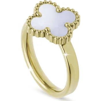 Prsten SOFIA 0498 Pozlacený prsten s perleťově bílou květinou Velikost prstenu - obvod: 59 mm Ellami