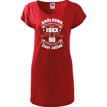 Dámské šaty DOBRÝ TRIKO Dámské tričko/šaty Královna život začíná Velikost: L, Barva: Červená