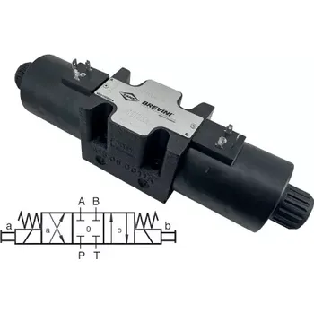 Rozvaděč AD5E01CXS12 hydraulický 4/3 rozvaděč ARON se dvěmi cívky 205 V DC, NG10, šoupátko uzavřeno