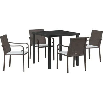 Zahradní sestava Zahradní jídelní souprava 5 pcs Hnědá Poly ratan