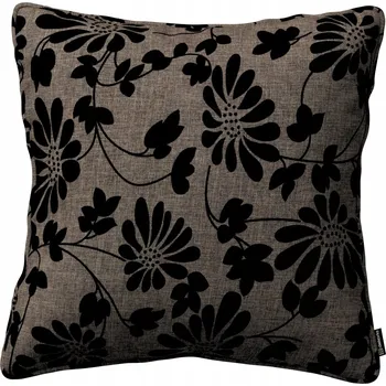 Povlak na polštářek Povlak na polštář 45x45 černé květy na hnědém pozadí