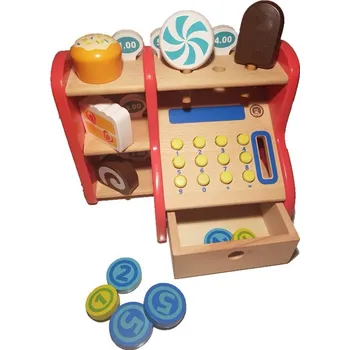 Dřevěná hračka Dřevěná pokladna a příslušenství BR hnědá