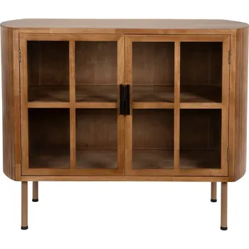 Knihovna Vitrína z kaučukového dřeva v přírodní barvě 100x80x38 cm Yaz – White Label ID_1741400