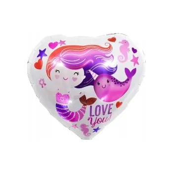 Balónek Fóliový balónek Srdce Mořská panna 18" (45 cm)