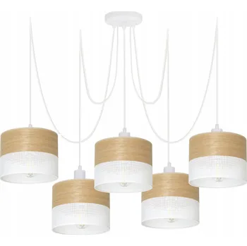 ZÁVĚSNÁ LAMPA LUSTR SPIDER STÍNIDLO S DÍRKAMI DŘEVO E27 5x20CM ČESKÁ VÝROBA