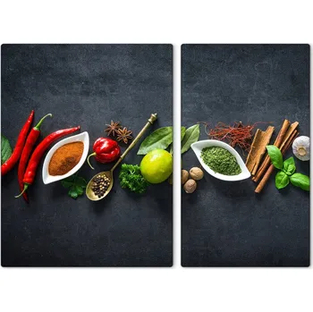 Obraz Dekorativní skleněné desky na servírování – bylinky, Zeleniny, koření, 40x52 cm a 30x52 cm