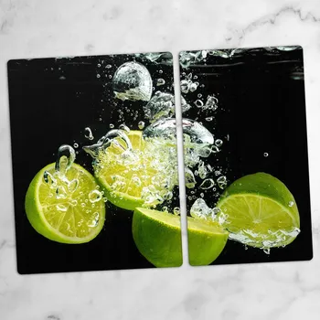 Obraz Tvrzené Skleněné Kuchyňské Desky s Grafikou Ponořených Limetek 40x52 a 30x52