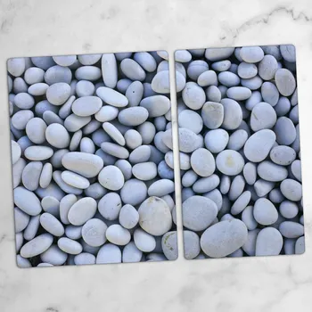 Obraz Dvě Dekorativní Skleněné Kuchyňské Desky Přímořské Kameny 40x52 a 30x52