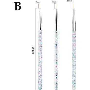 3 ks Tenký štětec na gelové nehty pro zdobení | štětec na nehty, sada štětců - B.
