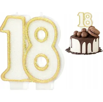 Dortová svíčka Narozeninová svíčka číslice 18 zlatá metalická ČÍSLICE na oslavu narozenin
