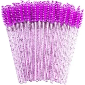 50 ks Flexibilní jednorázové kartáčky na řasy a obočí | kosmetické štětce, štětce na líčení - 50 KS - Fialová
