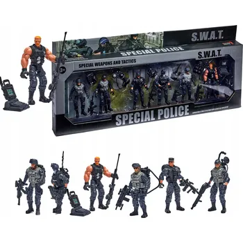 Figurka Velká sada figurek SWAT - vojáci + vybavení, 6 ks, Armáda, Pohyblivé figurky