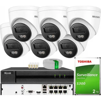 Bezpečnostní kamera Sada monitoringu 6 IP kamer 6MPX Smart Hybrid Light Hikvision, disk 2TB