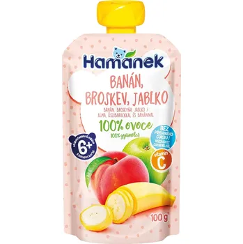 Hamánek Banán, broskev a jablko 100% ovoce 6m+ (100 g)
