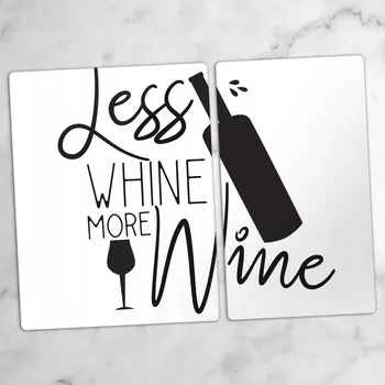 Obraz Tvrzené Skleněné Kuchyňské Desky s Dekorativním Motivem Víno Nápis 40x52 a 30x52 cm