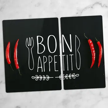 Obraz Sada Skleněných Kuchyňských Desek Bon Apetit Ostré Papričky 40x52 a 30x52