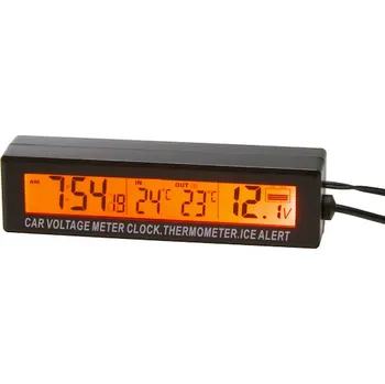 Auto elektroinstalace Digitální vnitřní, venkovní teploměr, hodiny a voltmetr, 35936