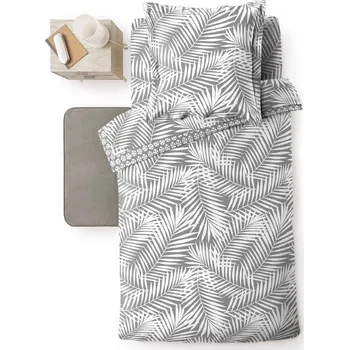 Povlečení Šedý bavlněný povlak na peřinu na jednolůžko 140x200 cm Botania – douceur d'intérieur ID_1771894