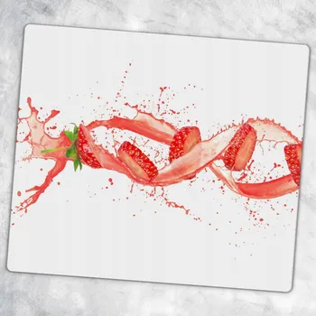 Kuchyňské prkénko Tvrzené skleněné kuchyňské prkénko s dekorativní grafikou Jahodový šplouch 60x52