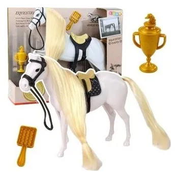 plyšák Koń z długą grzywą + akcesoria biały