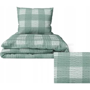Povlečení KREPOVÉ POVLEČENÍ 160x200 cm + 2x70x80 cm mřížka máta