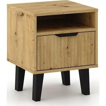 Noční stolek NOČNÍ STOLEK SCANDI 1S DUB ARTISAN SE ZÁSUVKOU, DRÁŽKOVANÁ ČELA, DO LOŽNICE