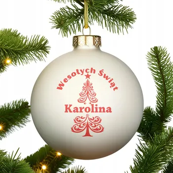 Vánoční dekorace VÁNOČNÍ KOULE SKLENĚNÁ na vánoční stromeček se JMÉNEM vánoční ozdoba DÁREK